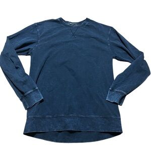 Shore Resort Wear Acid Wash Navy Blue Sweatshirt Size Medium Luxury Beach Surf